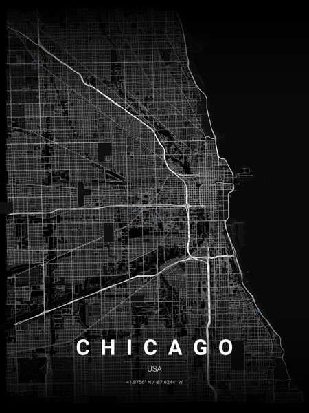 Chicago Noir map poster