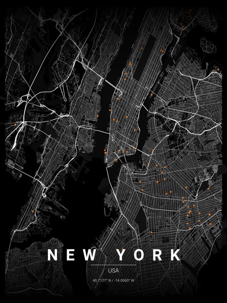 New York Noir map poster