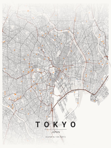 Tokyo Japanese Ink map poster